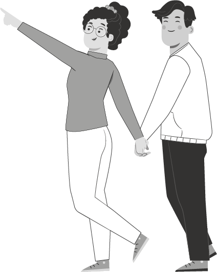 illustration of guide woman helping a impaired person